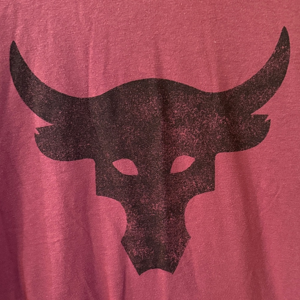 The Rock series Under Armour Burgundy T-Shirt with Black Bull Design